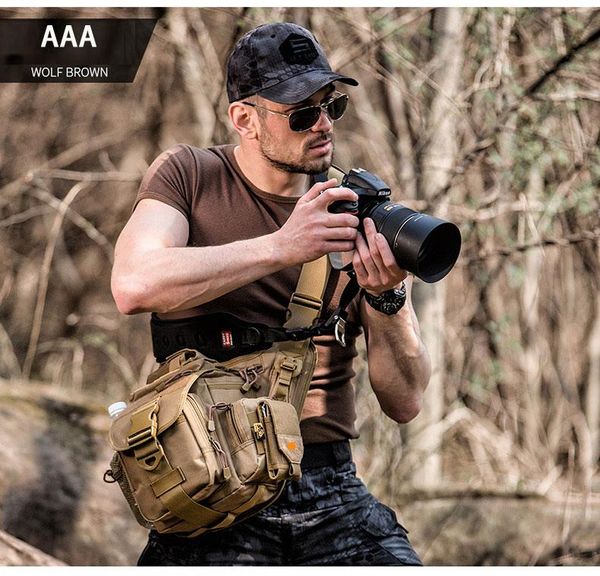 

durable outdoor sports bag sling shoulder military mini crossbody molle pouch waterproof camping hiking camera bags