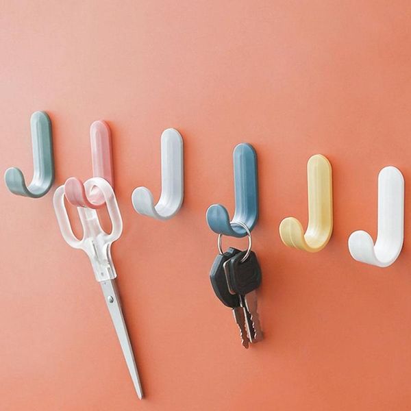 

hooks & rails 6pcs/set towel plastic door hangers self adhesive wall hat racks keys hanger organizer home decor key holder