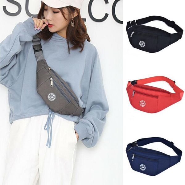 

2019 summer new women's waist pack chest bag solid zipper oxford sport travel hanging out bag