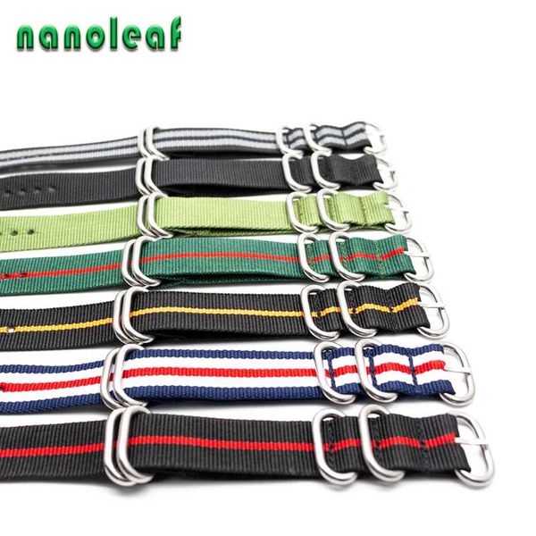 

watch bands silver stainless steel 5 ring quality nylon strap for nato style high sports bracelet men accessries, Black;brown
