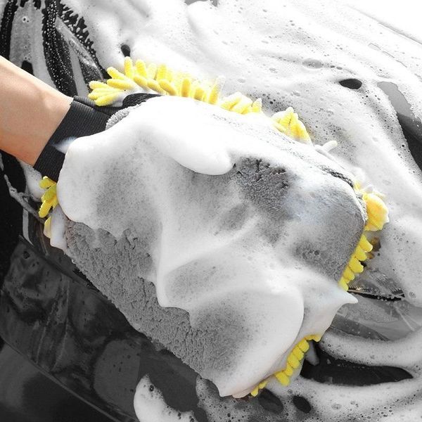 

car sponge waterproof wash microfiber chenille gloves thickened cleaning wax detail brush care double-sided