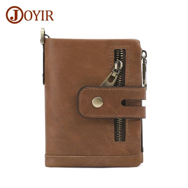 

wallets joyir wallet for men genuine leather hasp&zipper rfid walet card holder po coin purse male money bag portomonee, Red;black