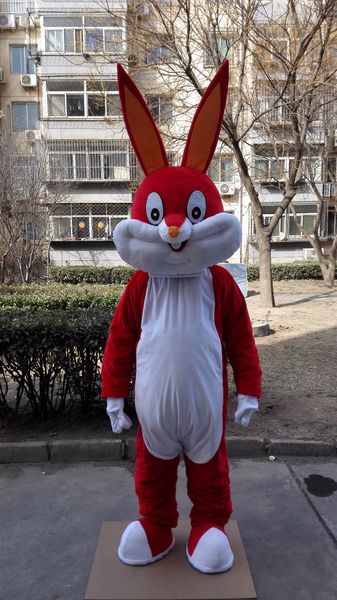 

mascot doll costumered rabbit bunny mascot costume custom fancy costume anime kit mascotte theme fancy dress carnival costume 41044, Red;yellow