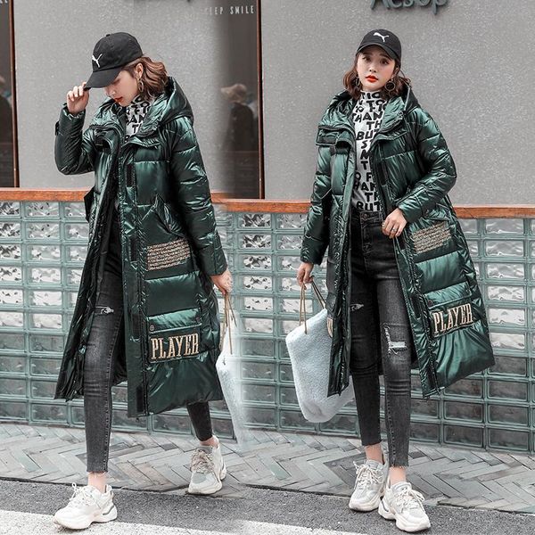

women's down & parkas embroidery winter jacket women plus size long bright color waterproof warm coat hooded outerwear, Black