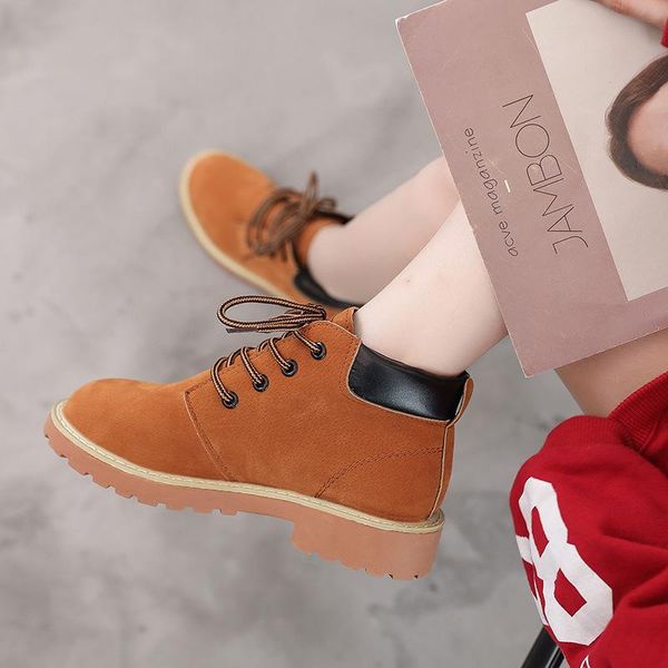 

boots retro 2021 autumn and winter suede warm women's low-heeled, Black