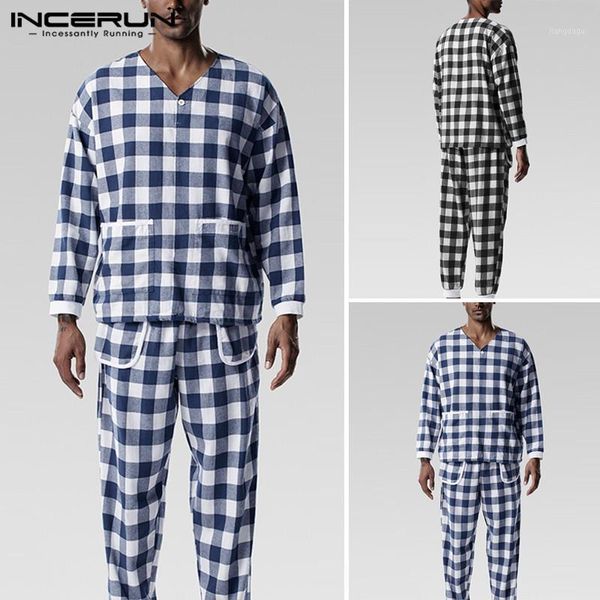

fashion men pajamas sets leisure striped long sleeve v neck elastic pants autumn homewear male cozy sleepwear s-5xl men's, Black;brown