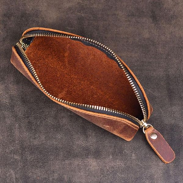 

pencil bags for handmade genuine leather bag vintage cowhide zipper pen case school