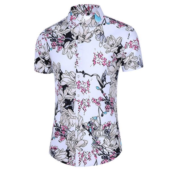 

men's shirts summer short sleeve shirt casual floral large 5659, White;black