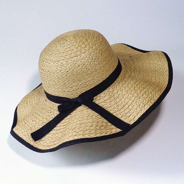 

sun hat south korea summer women's straw bow beach wave outdoor mountaineering big brim sun hat, Blue;gray