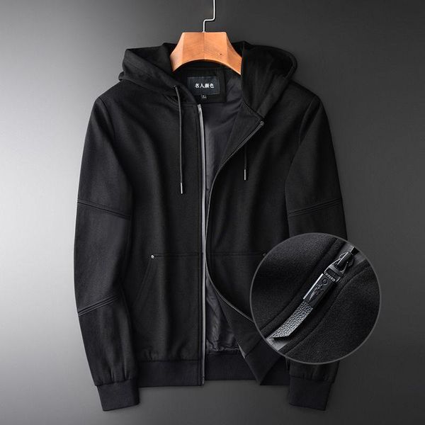 

men's hoodies & sweatshirts soft yarn dyed fabric stitching hooded jacket for young and middle-aged men, Black