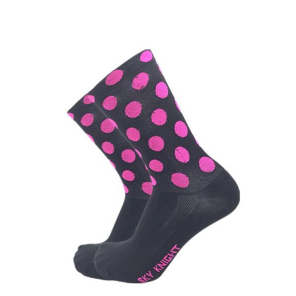 

round dots sport socks anti-slip breathable elastic women cute bicycle bike cycling outdoor basketball football soccer sports, Black