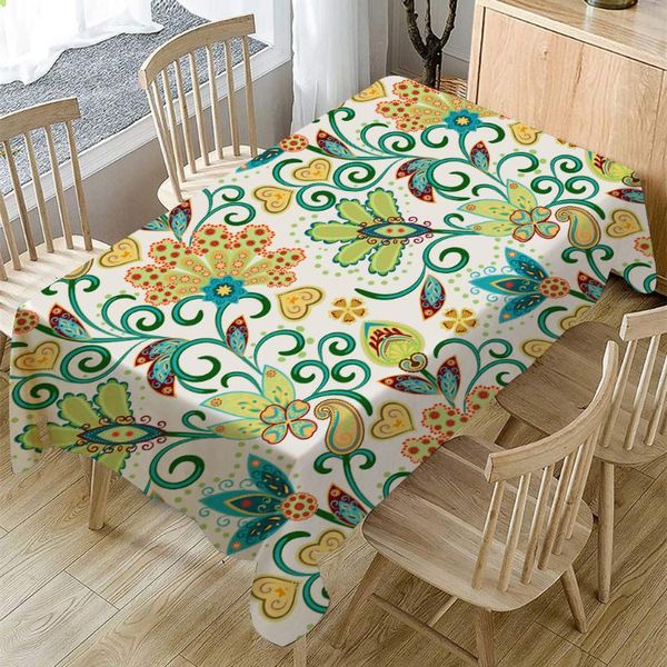 

home decoration dining table cloth dust-proof mandala flower printing tablecloth cotton linen rectangle coffee cover
