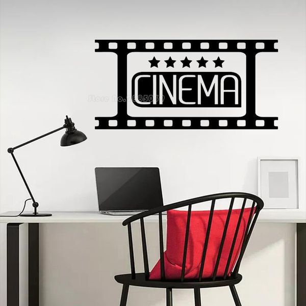 Adesivos de parede Vintage Cinema Decalque Tira de filme Vídeo Adesivo de filme Home Theater Decoração Sala de estar Quarto Autoadesivo LL2175