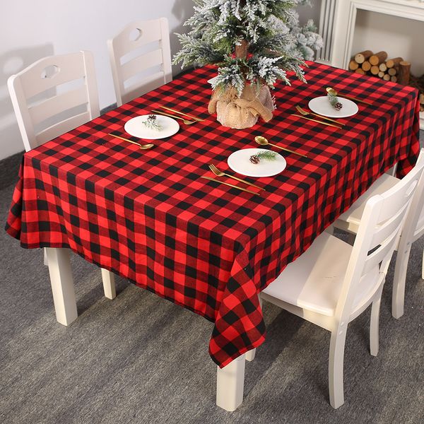 Christmas Declationstable pano vermelho e preto xadrez toalha de mesa home atmosfera layout mesa tapete