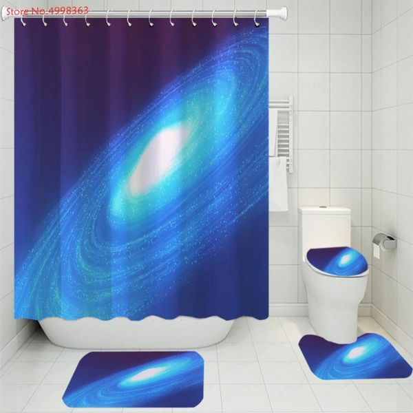 

shower curtains aurora curtain with hooks shining starry waterproof bath toilet lid cover carpet 4pcs bathroom sets