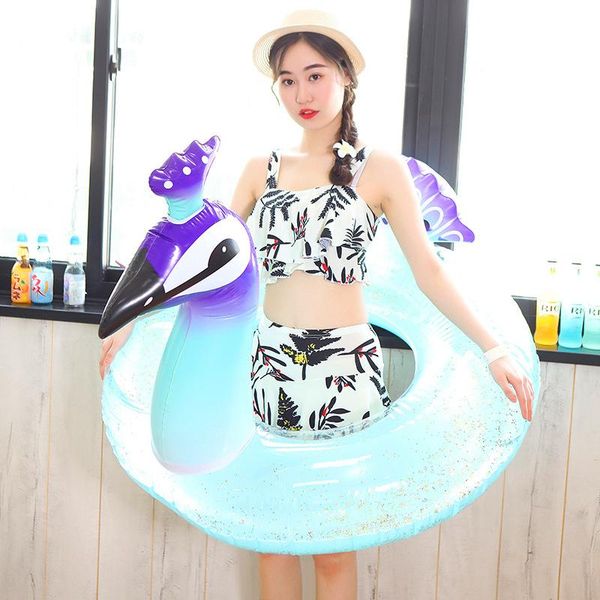 

life vest & buoy peacock inflatable pool float circle swimming ring children swim mat colchoneta piscina toys