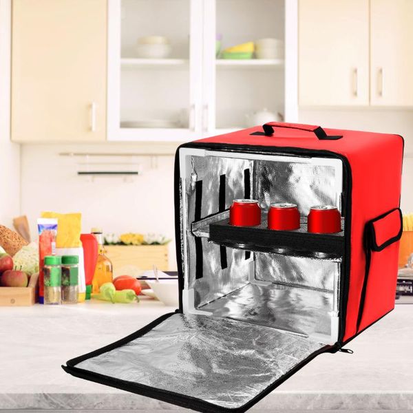 

storage bags large doubledeck insulated pizza delivery bag food backpack leak-proof thermal grocery for restaurant