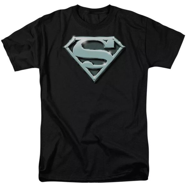

superman chrome shield t-shirt dc comics sizes s-3x new, White;black