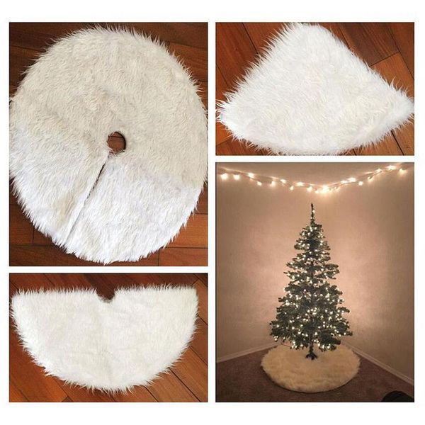 

christmas decorations faux fur carpet white plush tree skirt base ornaments soft for home xmas floor decor