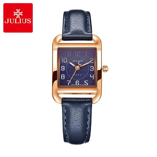 

wristwatches lady women's watch japan quartz square elegant fashion simple hours dress bracelet leather girl birthday gift julius box, Slivery;brown