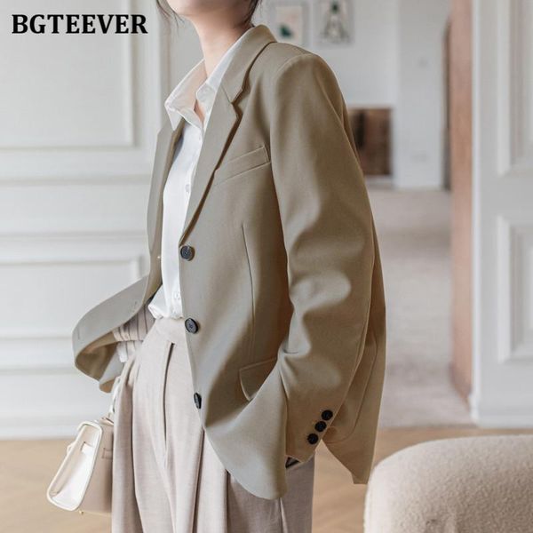 

elegant office ladies loose single-breasted blazer women solid notched collar suit jackets 2021 spring outwear femme women's suits & bl, White;black