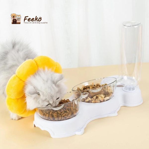 

cat bowls & feeders automatic and drinkers for water bowl goods dogs cats food double feed storage pet products