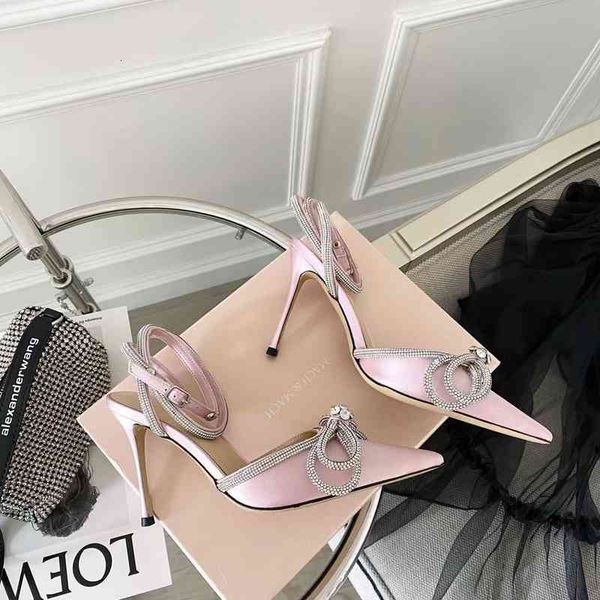 

satin bow mach pumps crystal embellished evening shoes stiletto heels sandals women heeled luxury designers ankle strap dress, Black