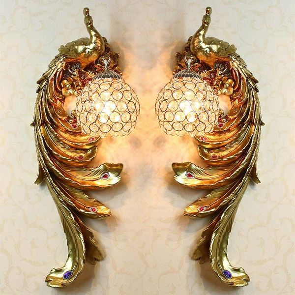 

wall lamps modern led lamp for home decoration,corridor aisle living room background light peacock creative resin decor fixtures