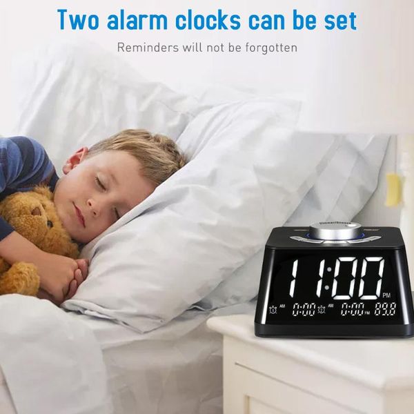 

desk & table clocks digital alarm clock led electronic backlight temperature humidity watch with time dimmer fm radio wake up light