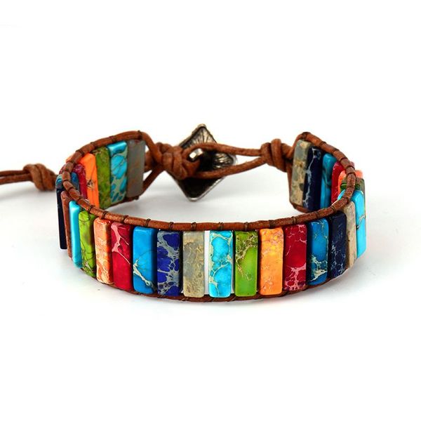 

beaded, strands chakra bracelet 7 lava healing balance leather cord supernatural reiki prayer yoga for woman present, Black