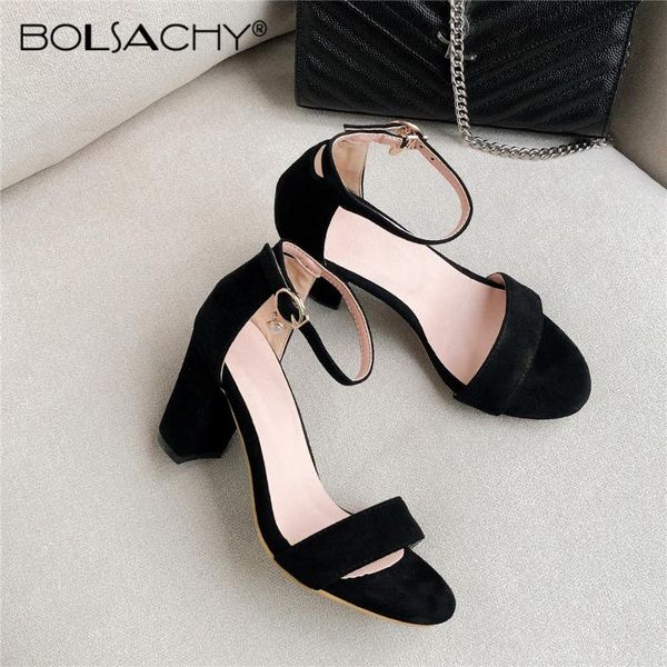 

sandals pumps for women high heels open toe flock thick bridal ladies ankle strap party shoes black apricot pink