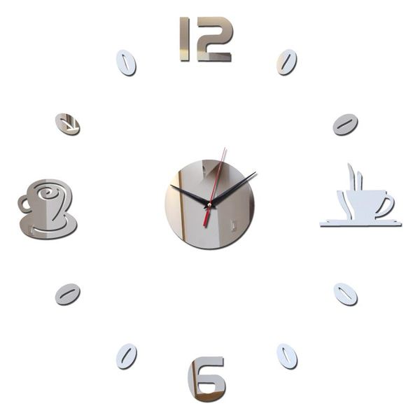 

wall clocks diy mirror acrylic material sticker brief style single face needle quartz home decor watches