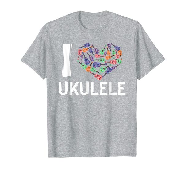 

i love ukulele musician music lover t-shirt, White;black