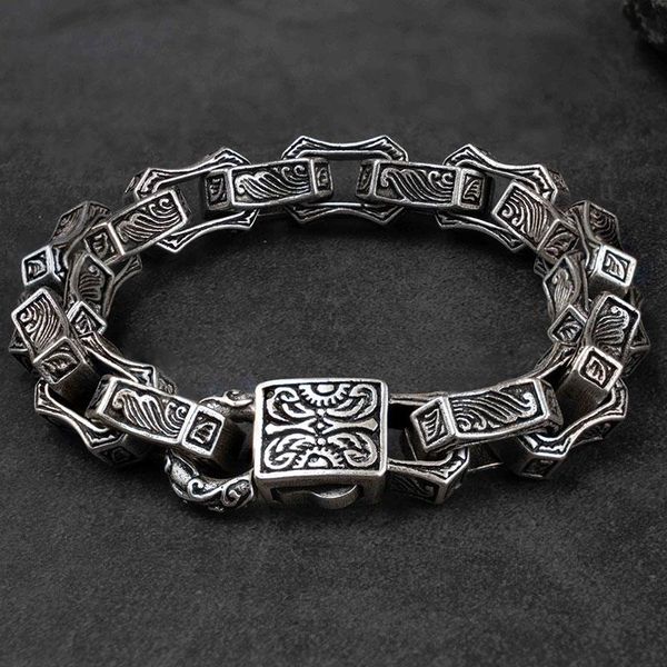 

link, chain vintage carved black punk bracelet for men stainless steel fashion jewelry street culture mygrillz