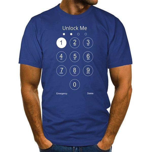 

ioffer fashion 3d digital printing mobile phone lock screen creative student round neck short sleeve t-shirt men's wear, White;black