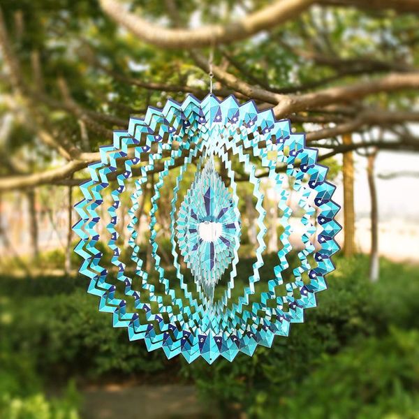 

garden decorations 3d colorful mandala geometric pattern rotating wind chime pendant hanging metal spiral spinner outdoor decoration