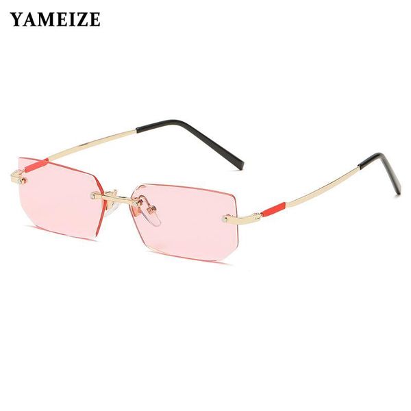 

sunglasses small rectangle rimless women vintage square pink eyeglasses stylish glasses ladies oculos, White;black