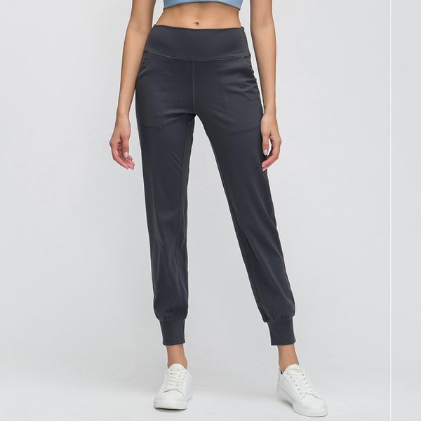 

tracksuits luxury women's wearlulu nude yoga sports casual pants 9-inch loose thin breathable running and fitns leggings, Gray