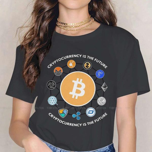 

women's t-shirt cryptocurrency is the future white tshirt for women blockchain crypto miners tees cute lady t shirt 5xl homme print loo