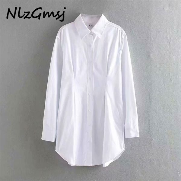 

women blouse fashion button-up loose irregular blouses vintage lapel collar long sleeve female shirts chic 210628, White
