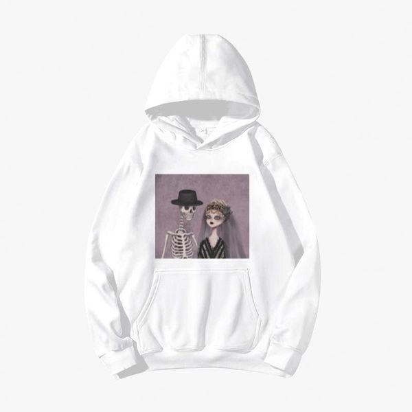 

men's hoodies & sweatshirts skeleton bride wedding cartoon harajuku gothic retro style warm cool boy couple funny cute men women sweats, Black