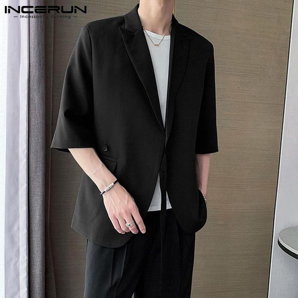 

men's suits & blazers incerun 2021 fashion handsome blazer solid color comfortable casual suit streetwear all-match party dress s-5xl, White;black