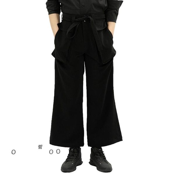 

27-44 large men's trousers 2021 casual wide-leg culottes original bell-bottom black pants