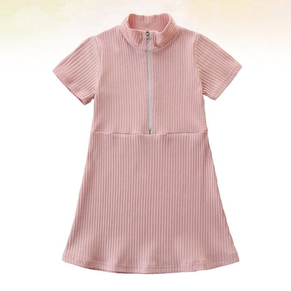 

girl's dresses adorable knitting one-piece dress fashionable short sleeve zipper summer clothes for kids girls (pink-80cm), Red;yellow