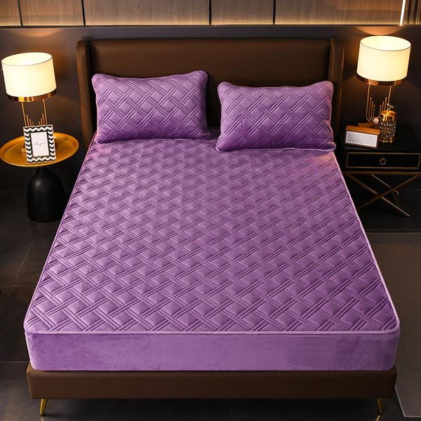 

sheets & sets good quality thicken short plush quilted bed cover twin king customized soft coral fleece mattress not included case sheet