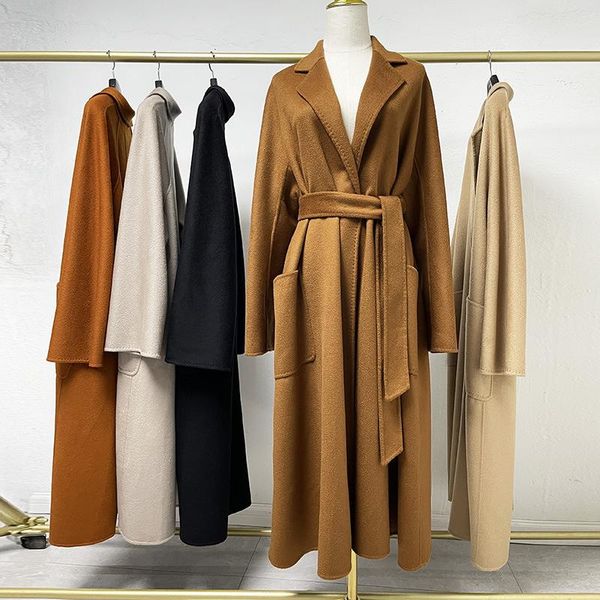 

women's wool & blends 2021 max 30 just gu jia same coat water ripple double-sided pure cashmere female labbro, Black