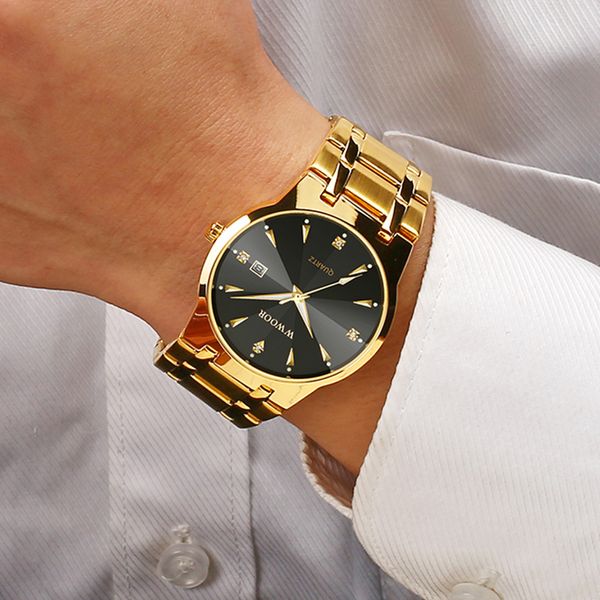 

2021 wwoor fashion diamond men watches brand luxury gold black quartz wristwatch waterproof automatic date relogio masculinog, Slivery;brown