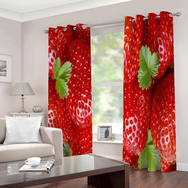 

custom fresh strawberry fruit pography curtain indoor decor kitchen restaurant living room 3d po drapes sets