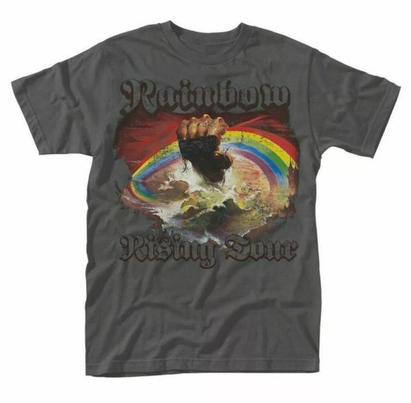 

official rainbow t shirt rising 76 classic mens rock tee grey licensed, White;black