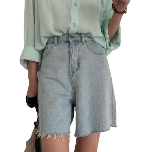 

women's shorts women denim casual burrs trousers leg light blue ladies zipper closure female 2021, White;black